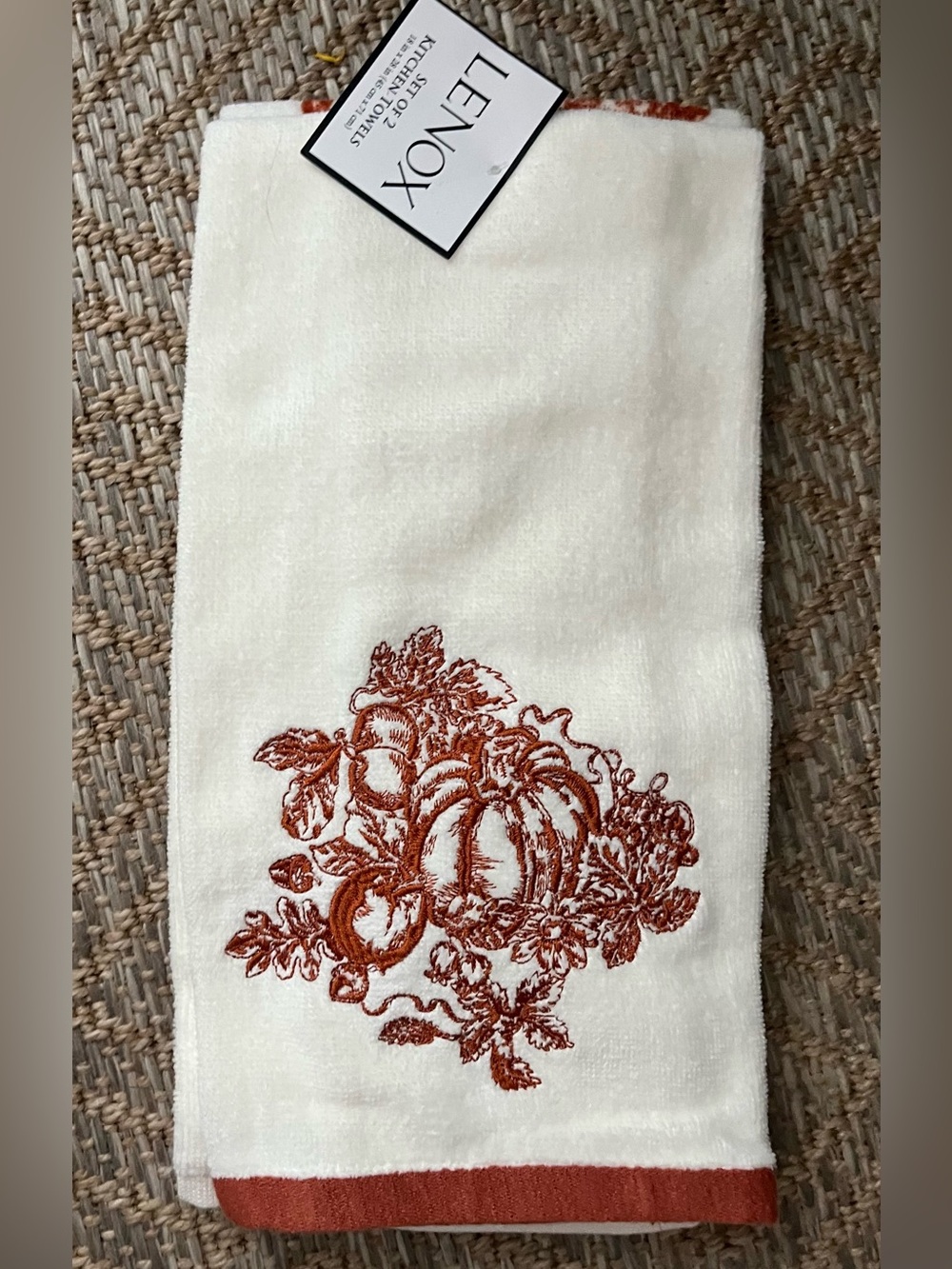 Lenox Thanksgiving Embroidered Kitchen Towels.